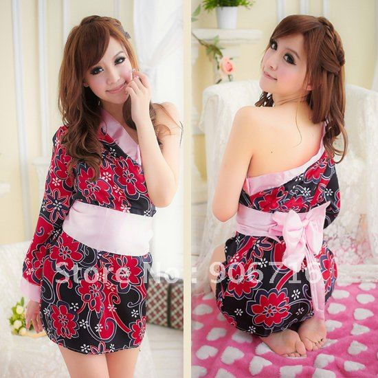 Personality oblique print kimono improved version and clothing temptation 2012 new arrival women sleepwear Free shipping