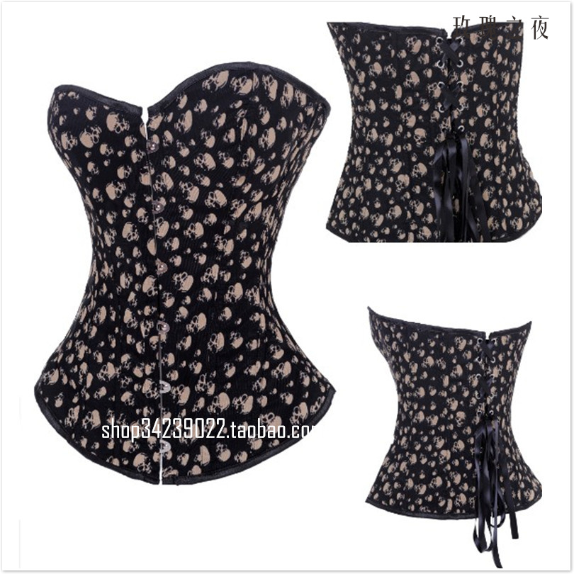 Personality trend of fashion corset thin body shaping beauty care underwear skull pattern shapewear body shaping cummerbund