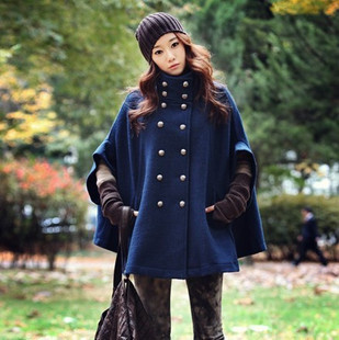 Personality wool outerwear trench 4094 free shipping