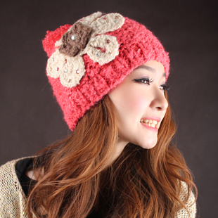 Personalized fashion autumn and winter 6 flower with diamond knitted hat knitted hat pocket hat fashion hat