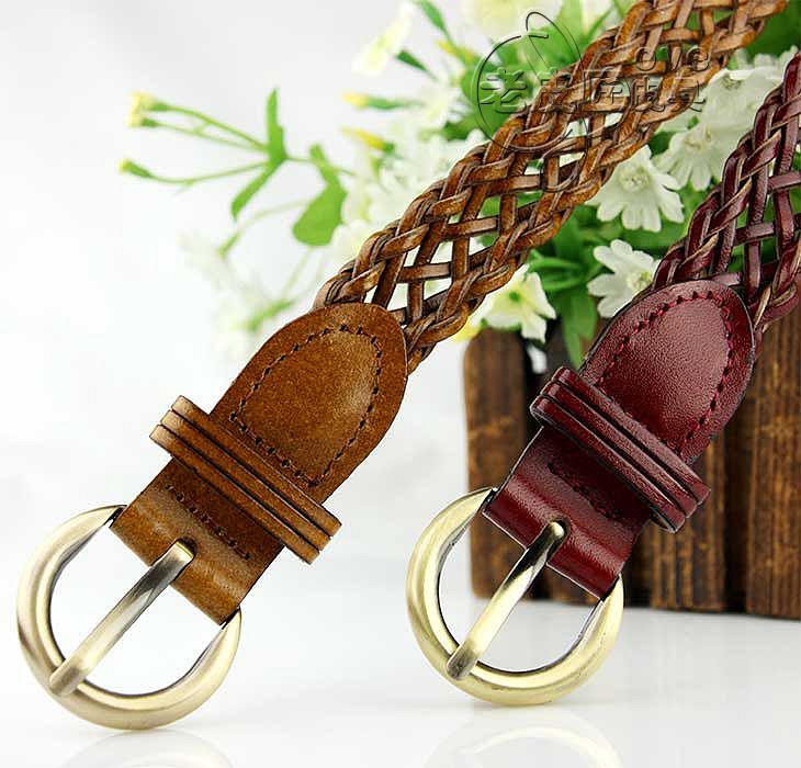 Personalized fashion knitted female belt genuine leather women's strap knitted breathable female strap