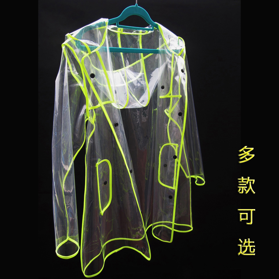 Personalized fashion multicolour full transparent raincoat poncho outdoor trench bunny suit rain gear long short design