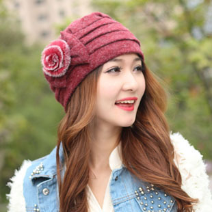 Personalized fashion pocket fashion hat cap autumn and winter bow belt rabbit fur ball