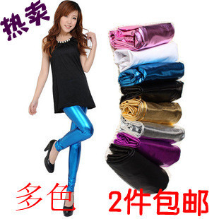 Personalized female legging faux leather pants thin legging spring and autumn slim leather pants female trousers