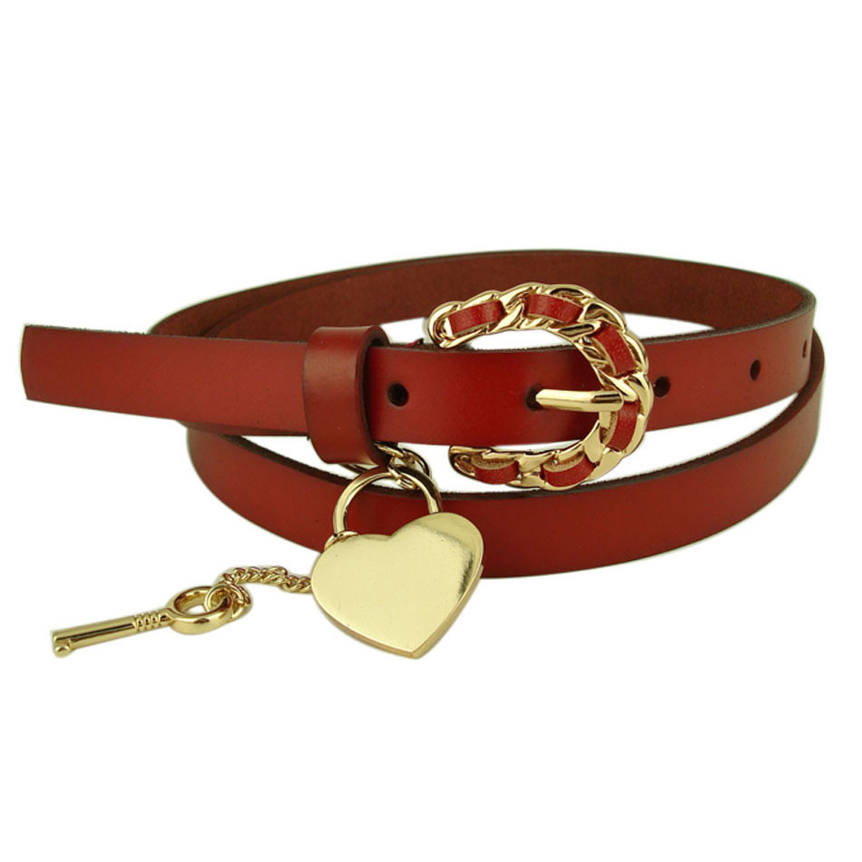 Personalized knitted agings metal tassel genuine leather women's belt women's strap