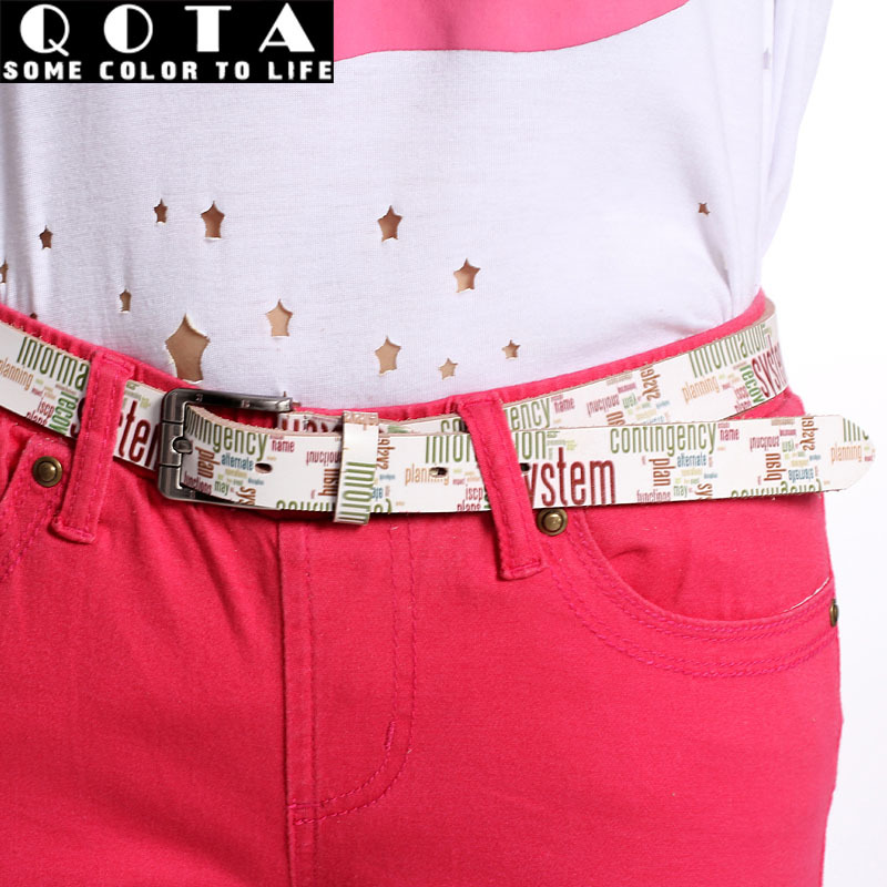 Personalized letter genuine leather thin belt strap school wear fashion all-match belt female