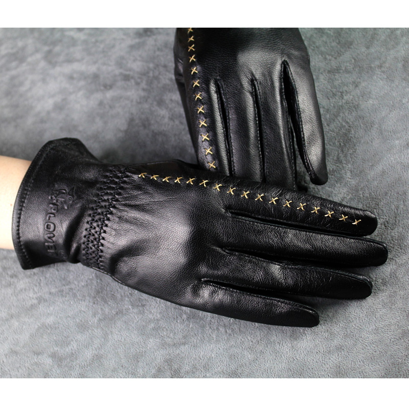 Personalized sheepskin gloves Women genuine leather gloves women's winter thin gloves