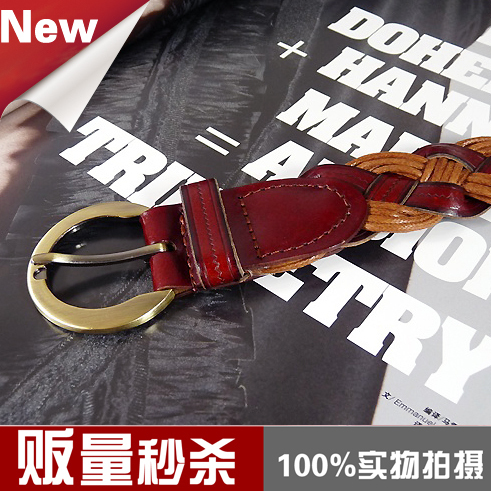 Personalized women's 0558 european version of the pin buckle genuine cowhide leather broken knitted strap bz28