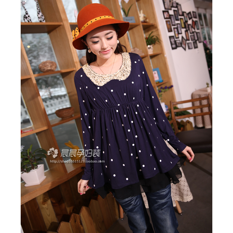 Peter pan collar fashion maternity top long-sleeve T-shirt basic shirt maternity clothing 2013 spring
