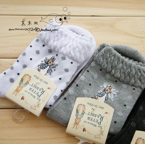 Peter rabbit socks female socks handmade boneless spring and autumn socks pineapple double