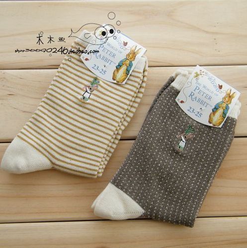 Peter rabbit socks female socks spring and autumn socks cotton socks combed cotton double
