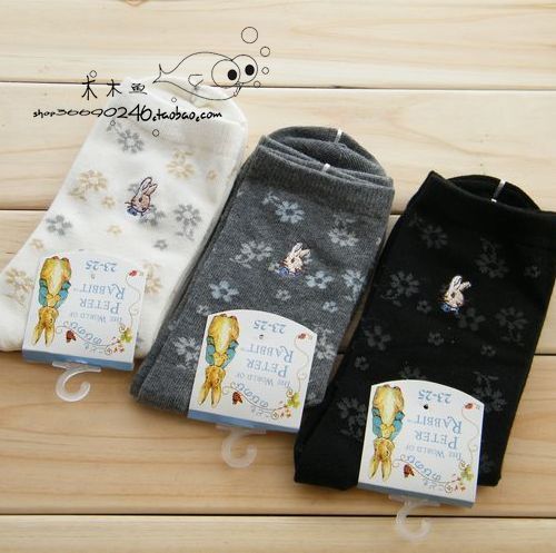 Peter rabbit socks female socks spring and autumn socks cotton socks double