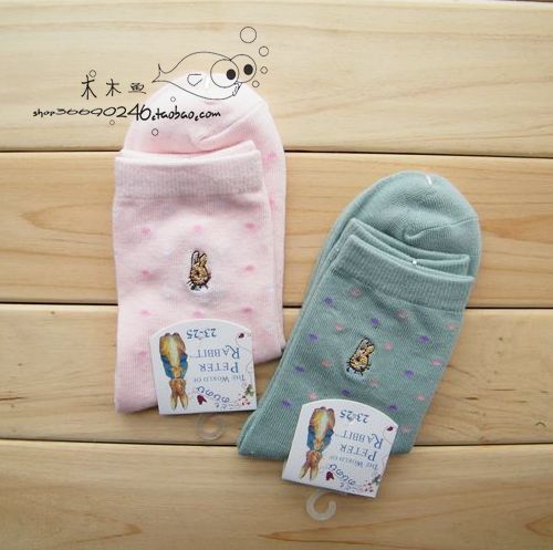 Peter rabbit socks socks cotton socks spring and autumn socks polka dot double
