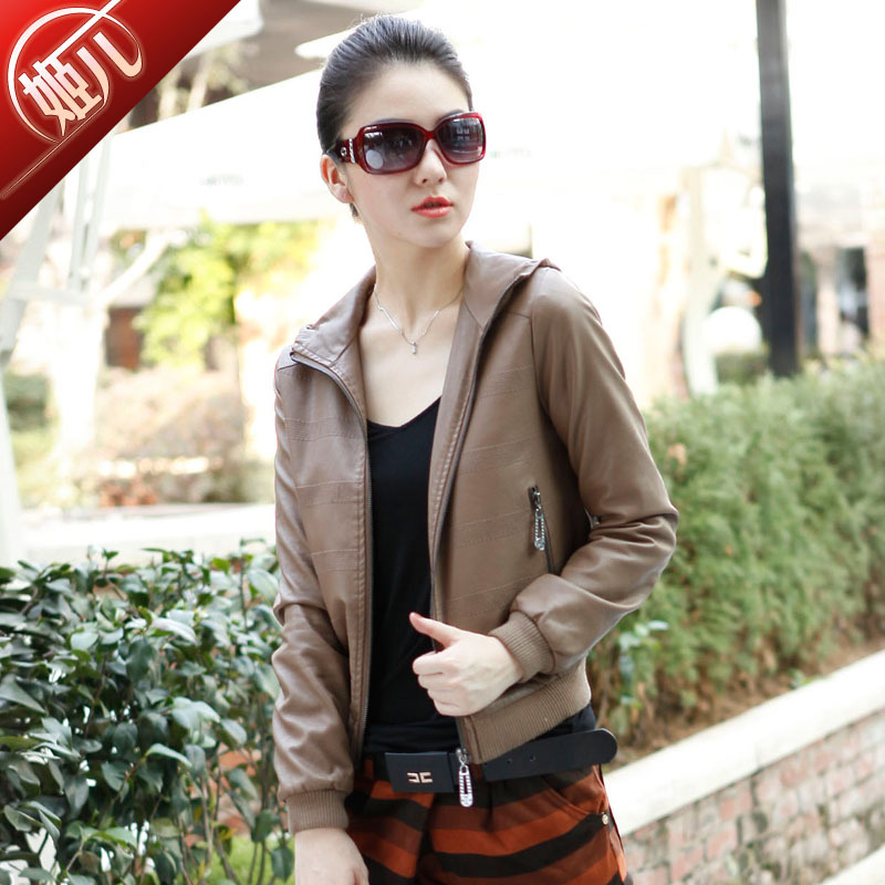 Pew outerwear 2012 women's PU small leather clothing Women leather u female motorcycle clothing leather jacket s82302