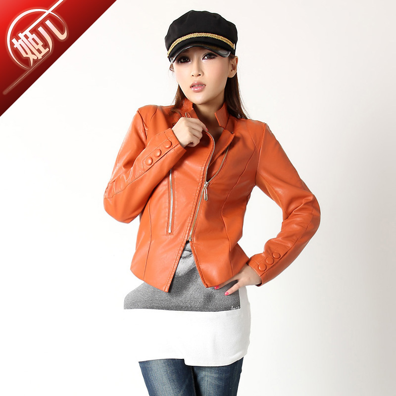 Pew outerwear 2012 Women small leather clothing short design slim motorcycle jacket clothing women's 805