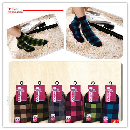 Phalanger 100% cotton socks women's 100% block plaid horizontal stripe cotton socks breathable socks b301