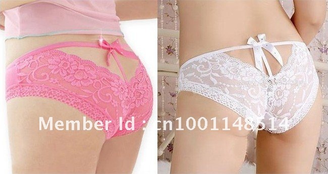 Pierced Butterfly lace sexy underwear princess sexy ladies panties butterfly tie with diamond lace temperament briefs 10 pcs/lot