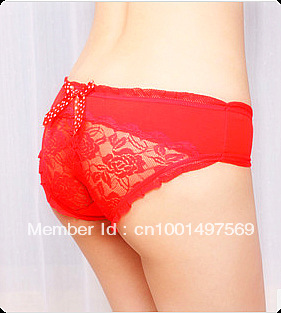 Pierced Butterfly lace sexy underwear princess sexy ladies panties butterfly tie with diamond lace temperament briefs