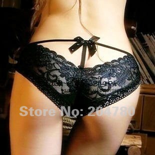 Pierced Butterfly lace sexy underwear princess sexy ladies panties butterfly tie with diamond lace temperament briefs 80285