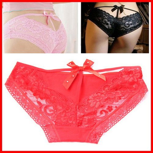 Pierced Rhinestone Sexy panties Lace butterfly junction underwear Lutun ditch big V women underwear briefs thong