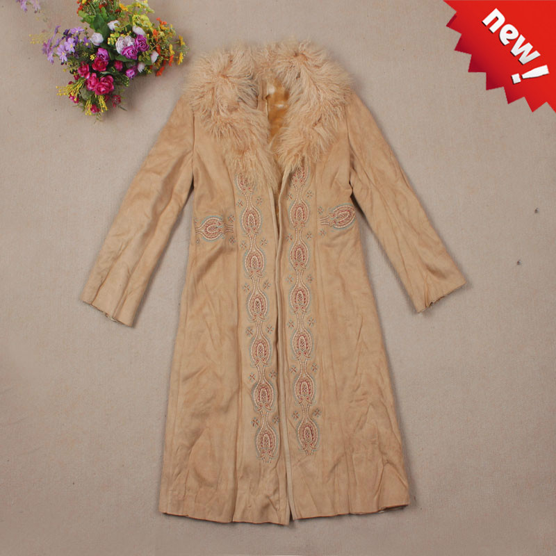 Pigskin fur collar slim fur coat