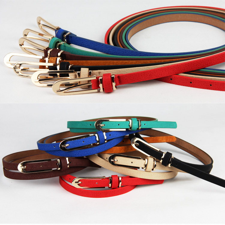 Pigskin thin belt candy color genuine leather thin belt fashion women's decoration all-match thin belt