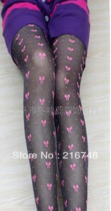 Pink bow stockings retro sock shiny silver butterfly Festival wholesale pantyhose