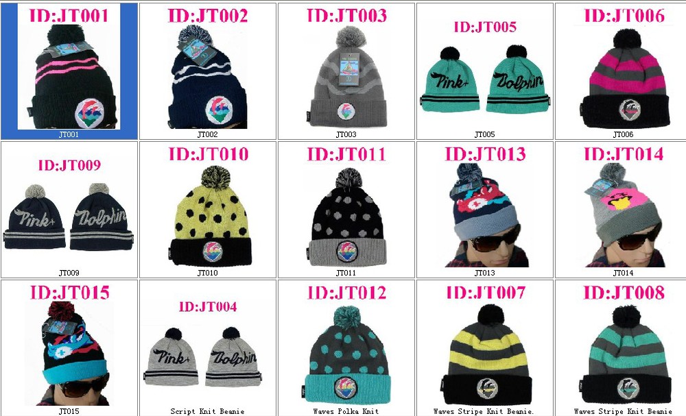 Pink + Dolphin Waves Polka , Script , Waves Stripe  Knit Beanie Comme Des Fuckdown, Pink Dolphin , YMCMB, Diamond Beanie Hats