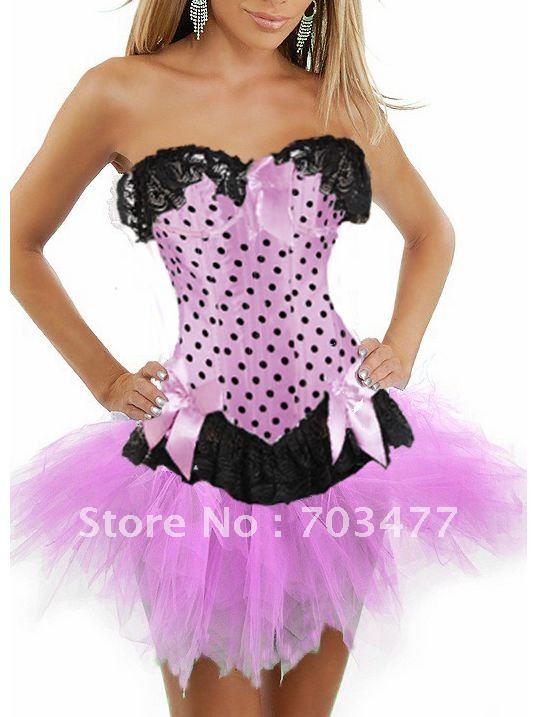 Pink dot corset lace up corset dress strapless sexy corset free shipping fast delivery high quality best service