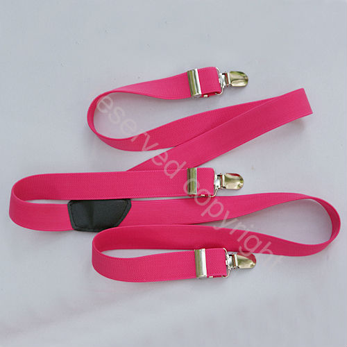 Pink Elastic Clip-on Solid Women Braces Suspenders 25mm L031