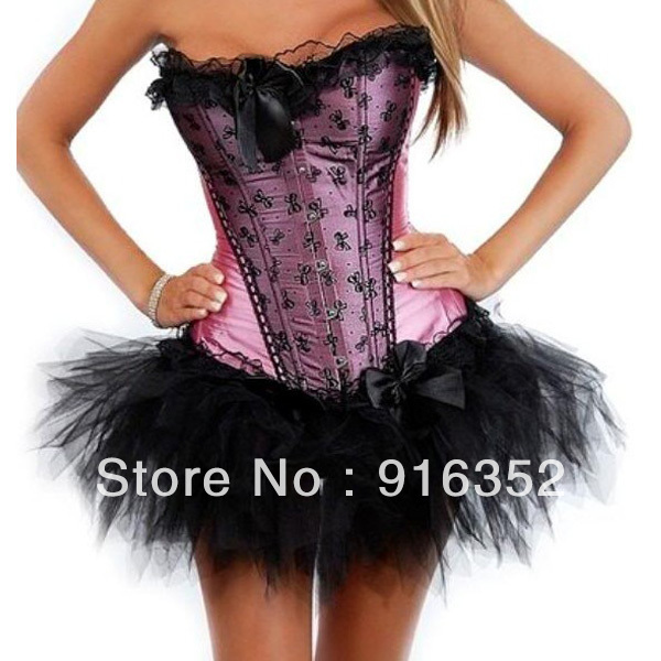 Pink Fancy Overbust Corsets Dress Tutu -Halloween Moulin Rouge Burlesque Fancy Bustier