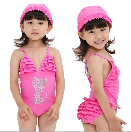 Pink girls LOVELY swimsuit 3Y-7Y/Baby boyss lovely Swimsuit/Children Swimwear. Kid Beachwear child swimwear