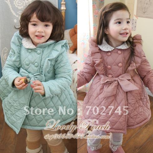 Pink Ideal 33622 Girl Outerwear Kids Clothes Children Flocking Overcoat Pink blue