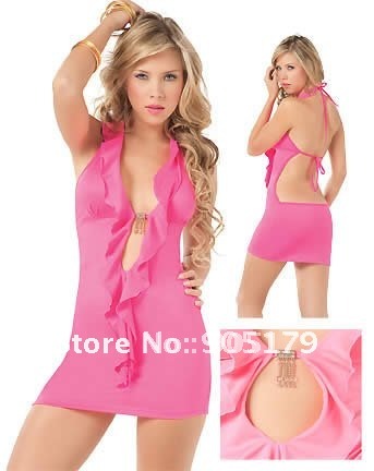 Pink Lady Mini Dress  sexy lingerie costumes Free Shipping LC2232