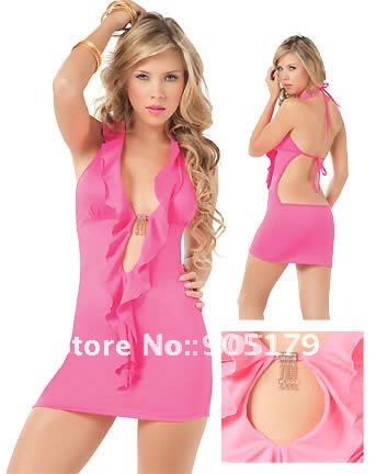 Pink Lady Mini Dress sexy lingerie costumes Free Shipping LC2232