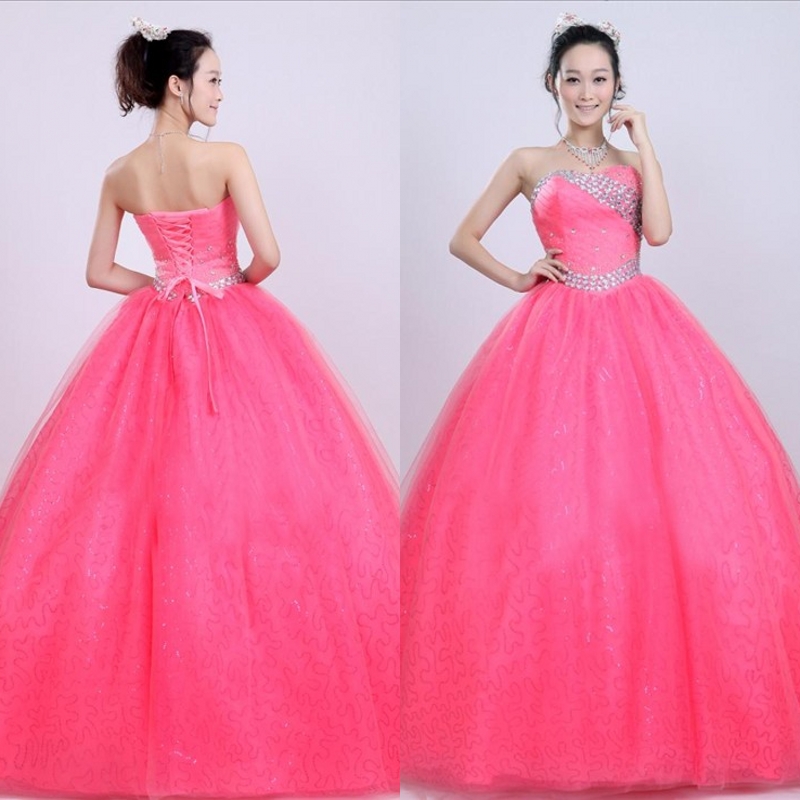 Pink paillette yarn prom dress stage clothes dress z09