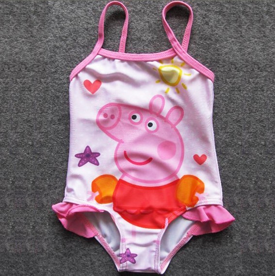 pink PEPPA PIG children girl swimwear one piece style brand kids beachsuit 2-8years