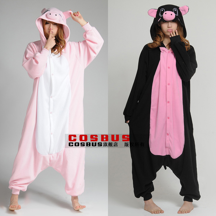 pink pig black piganimal one piece sleepwear lovers lounge cartoon pajamas lover`s clothes plus size