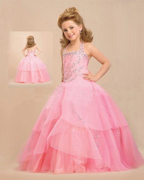 Pink Princess Flower Girl Wedding Cute Stunning Dress
