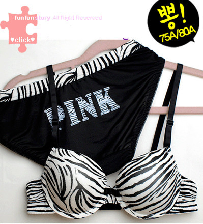 Pink savager zebra print underwear bra set