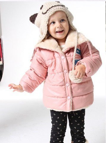 pink Sweet lace girls coat,children down coat, kid's coat, baby girl outerwear, long sleeve free shipping
