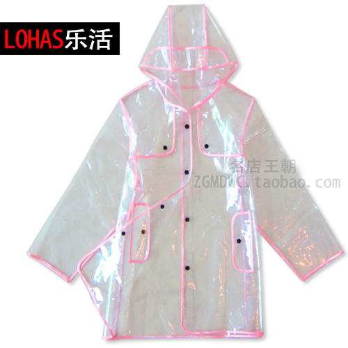 Pink transparent raincoat fashion modern poncho outerwear outdoor ride
