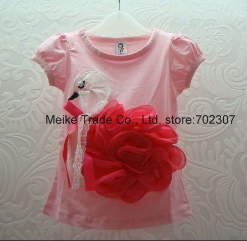 pink with hot pink flower t shirt baby girls t shirt tee top