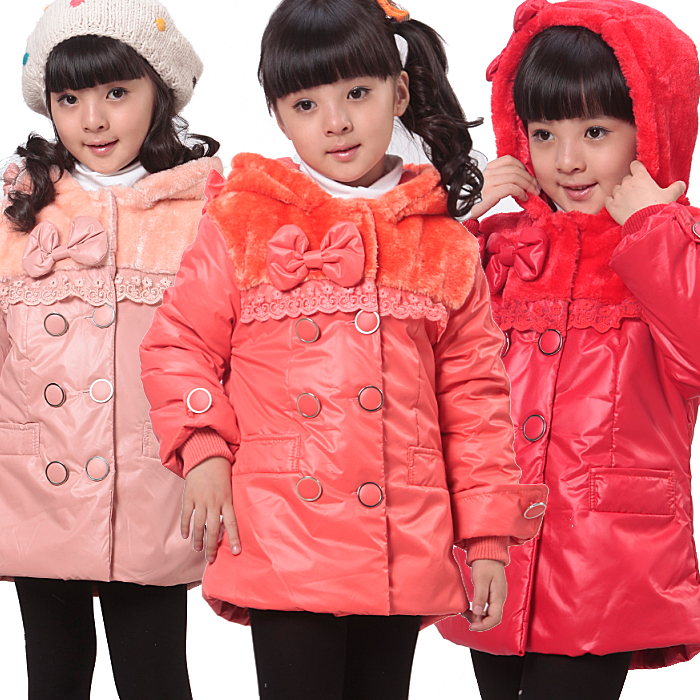 Pipkin cattle winter children's clothing female child thickening wadded jacket baby cotton-padded jacket trench outerwear