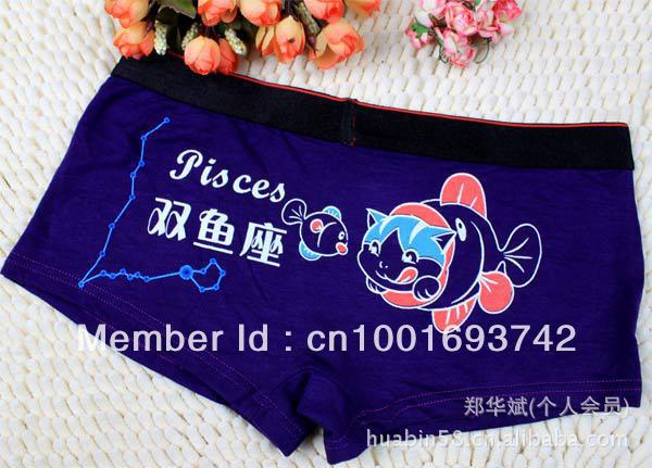 Pisces - 5pcs/lot Women's Cartoon Constellation modal Boxers cotton Briefs underwear Pisces (2/19-3/20)