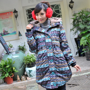 Piti consequential mommas maternity clothing winter maternity cotton-padded jacket letter with a hood maternity wadded jacket