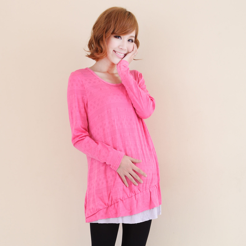 Piti house maternity clothing autumn new arrival cutout laciness patchwork long-sleeve T-shirt maternity t-shirt 22876