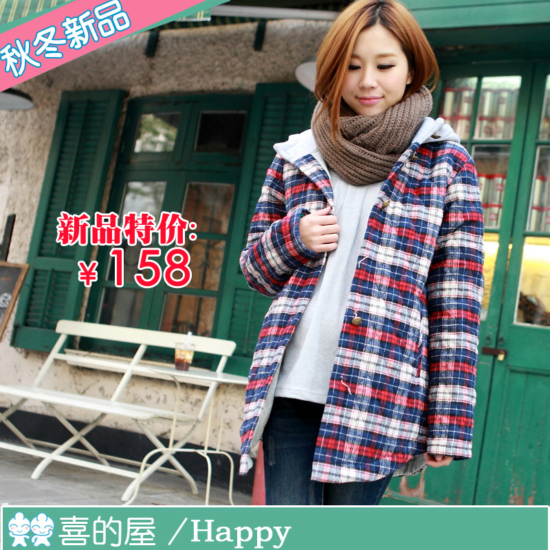 Piti house maternity clothing new arrival autumn and winter fashion plaid thickening maternity outerwear wadded jacket 13664