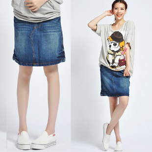 Piti house maternity clothing spring and summer clothes shuimo bust skirt maternity denim bust skirt 36650