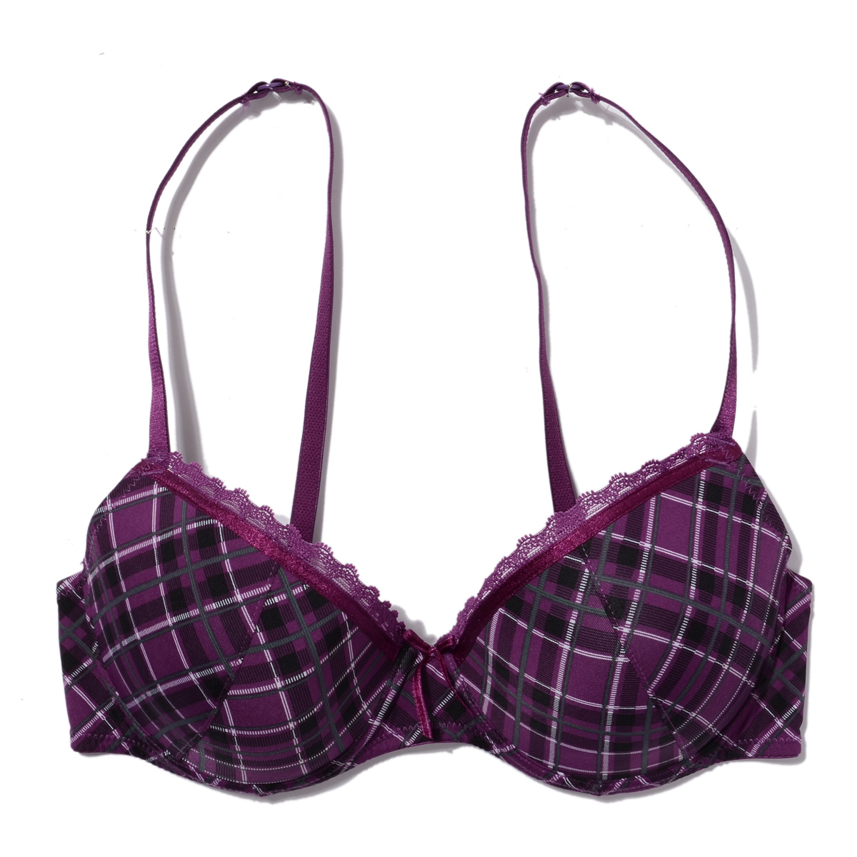 Plaid bra women's thin thick push up underwear 118 10